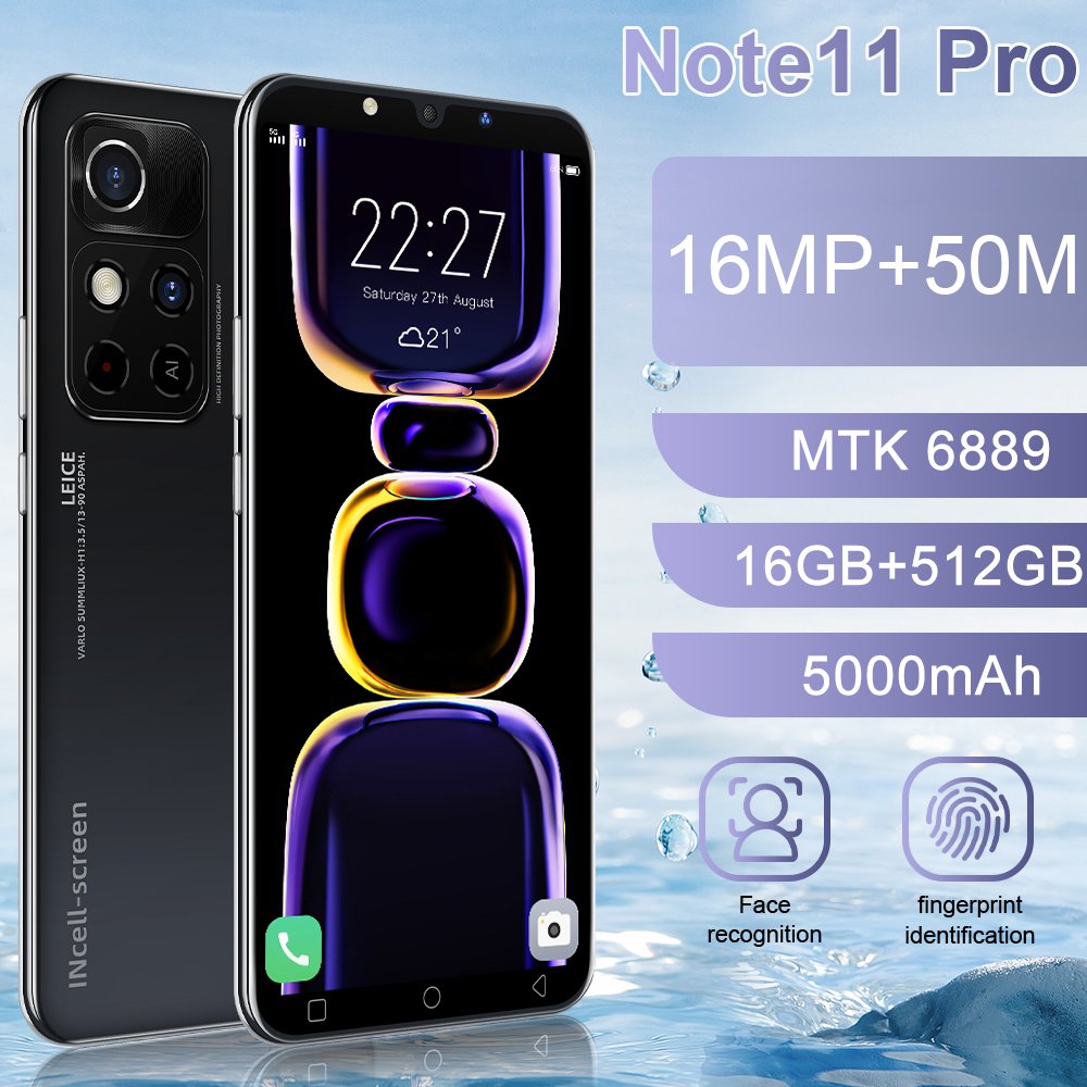 2023 New 5G Smartphone Note11 Pro HD Screen 16 512GB Memory Android Mobile Game Video Phone Low Price